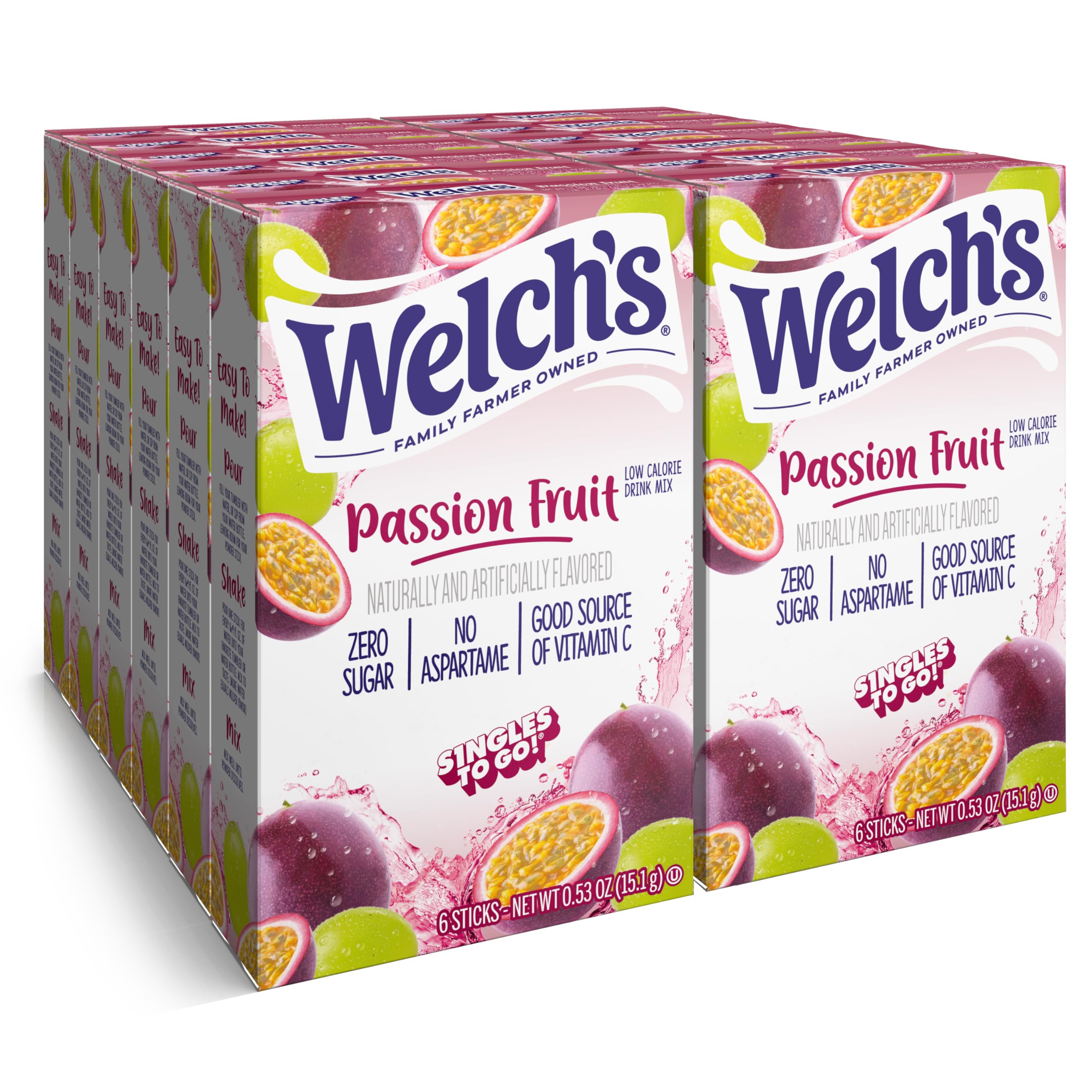 Welch's Singles To Go passion fruit box for on-the-go flavor refreshment.