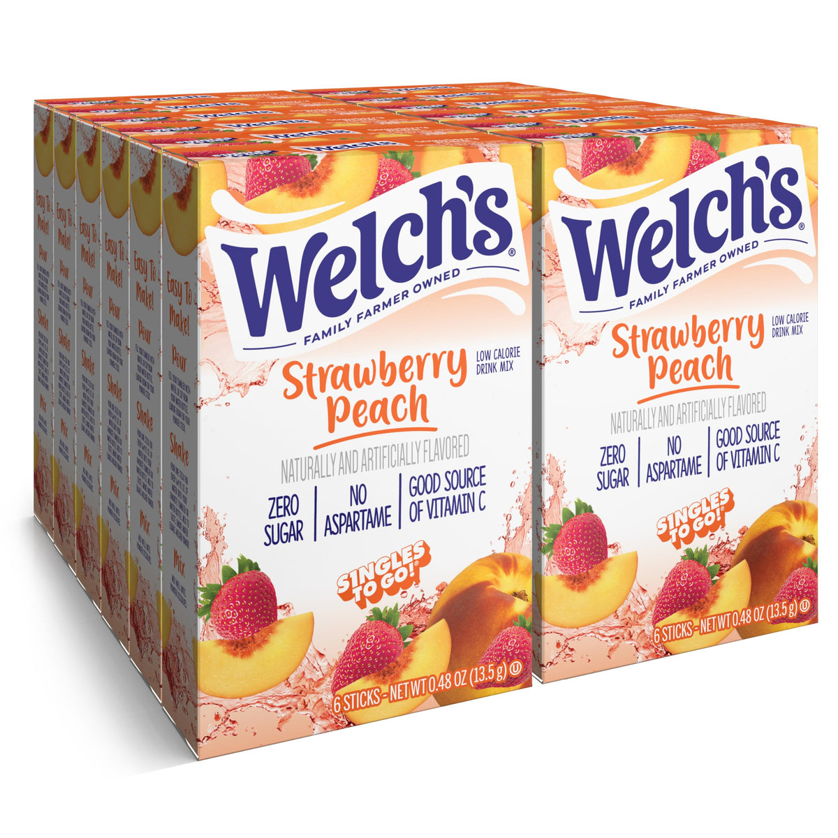 Welch's Singles To Go strawberry peach packet for on-the-go flavor boost