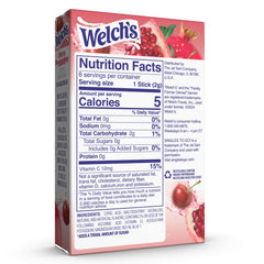 Close-up of Welch's Singles To Go packet, indicating easy-dissolve powder for quick flavor.