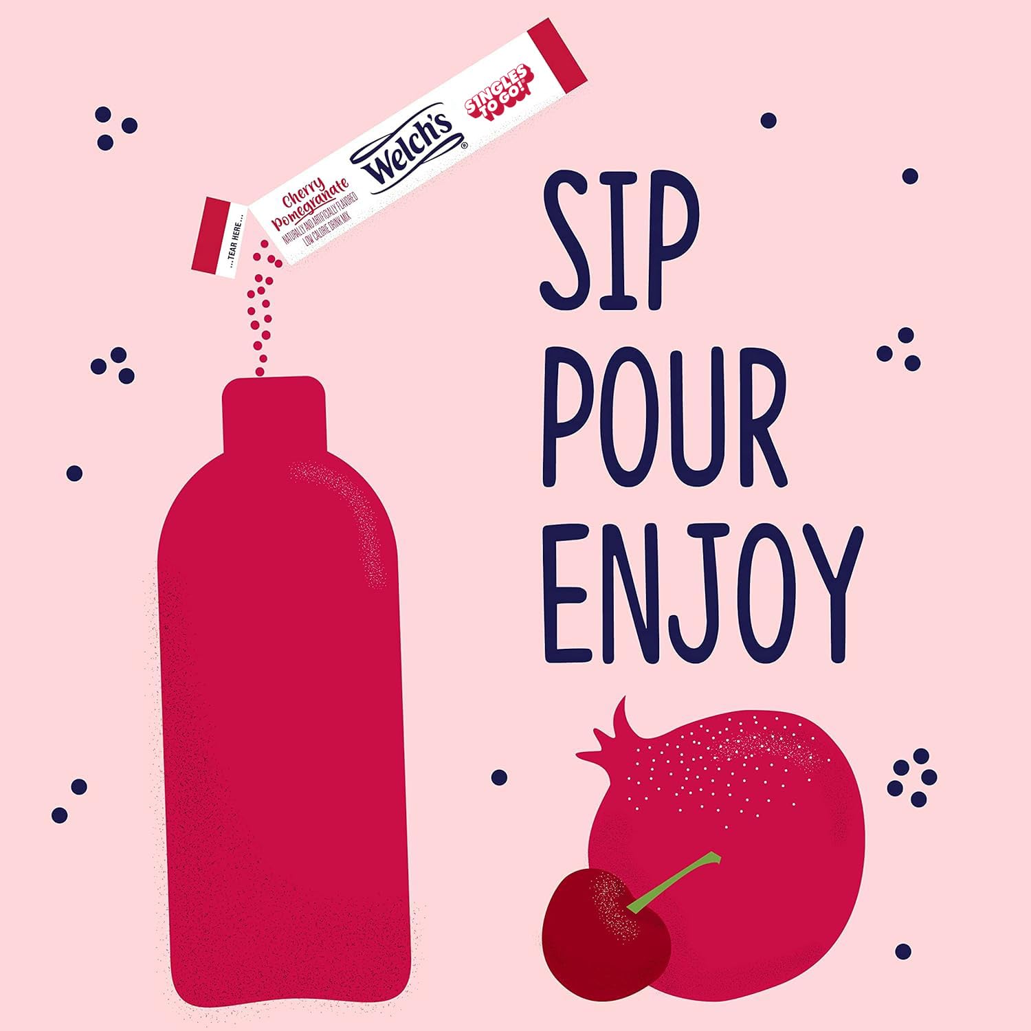 Welch's Singles To Go mix in a sports bottle hints at a refreshing hydration option.