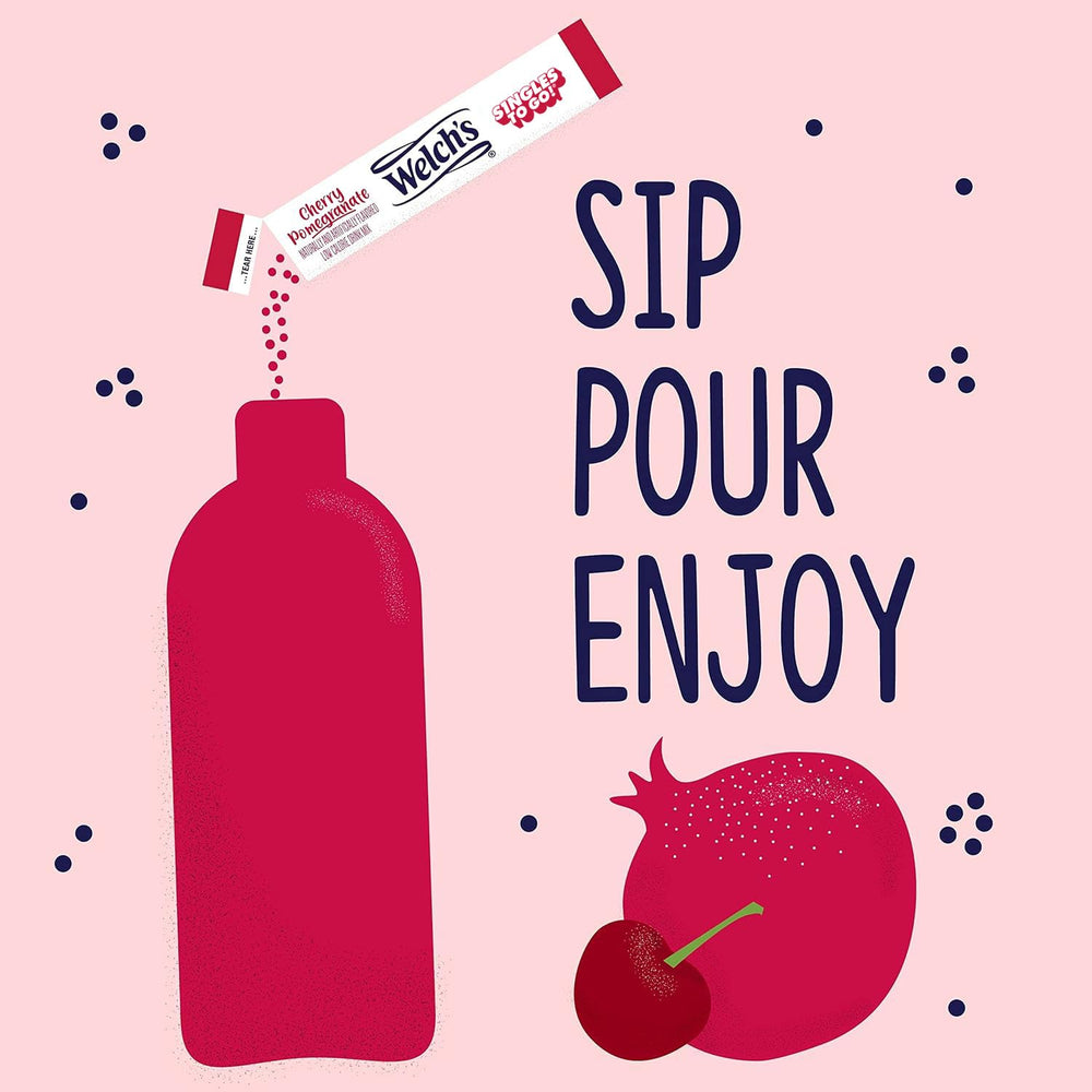 Welch's Singles To Go mix in a sports bottle hints at a refreshing hydration option.