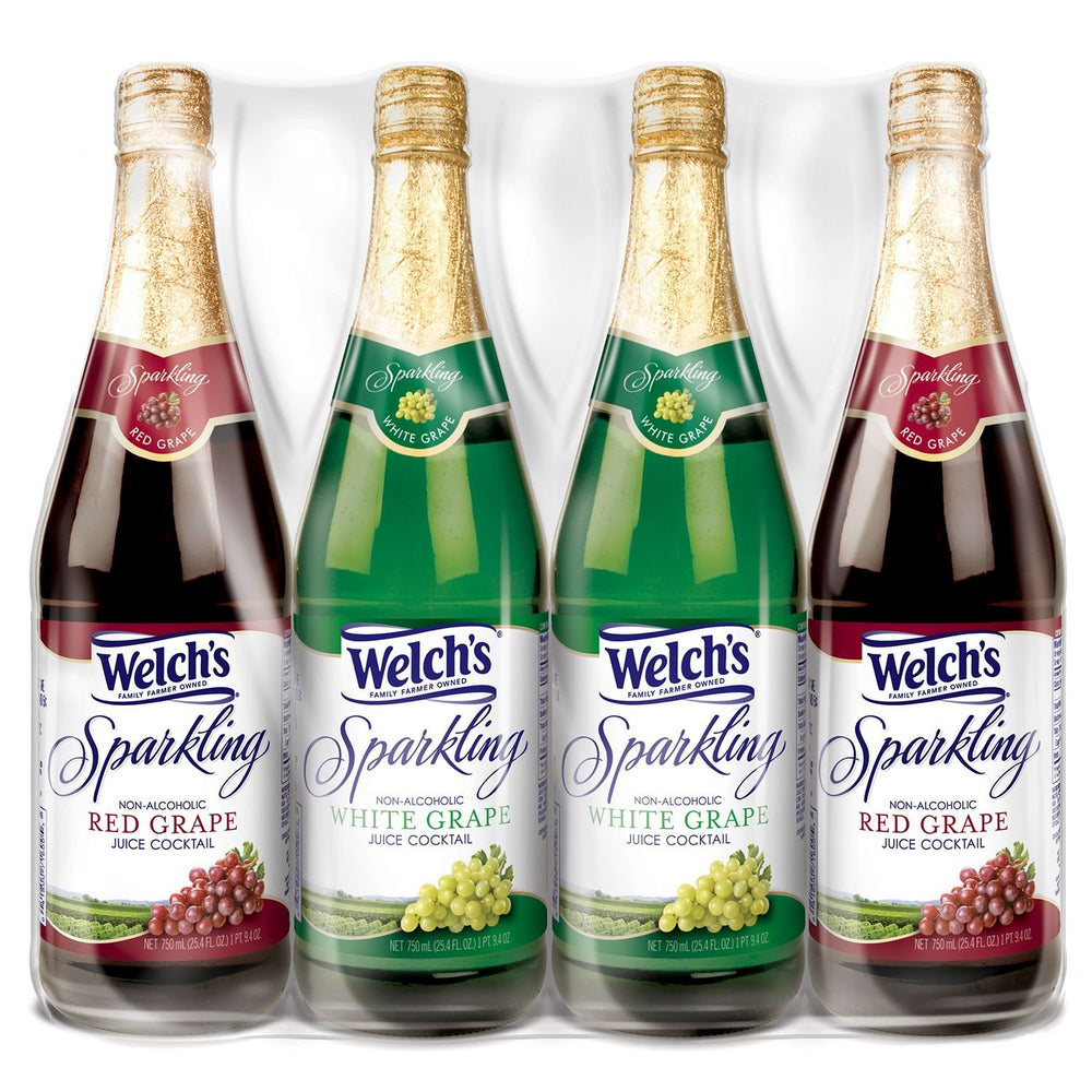 Welch's Sparkling Juice Cocktail Variety Pack offers festive non-alcoholic refreshment for gatherings.