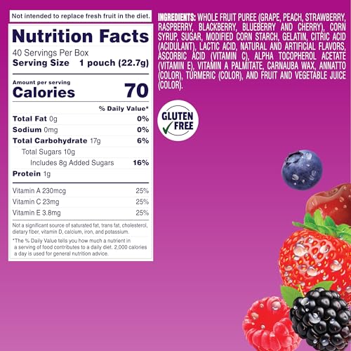 Close-up of Welch's whole fruit ingredients highlighted in snacks