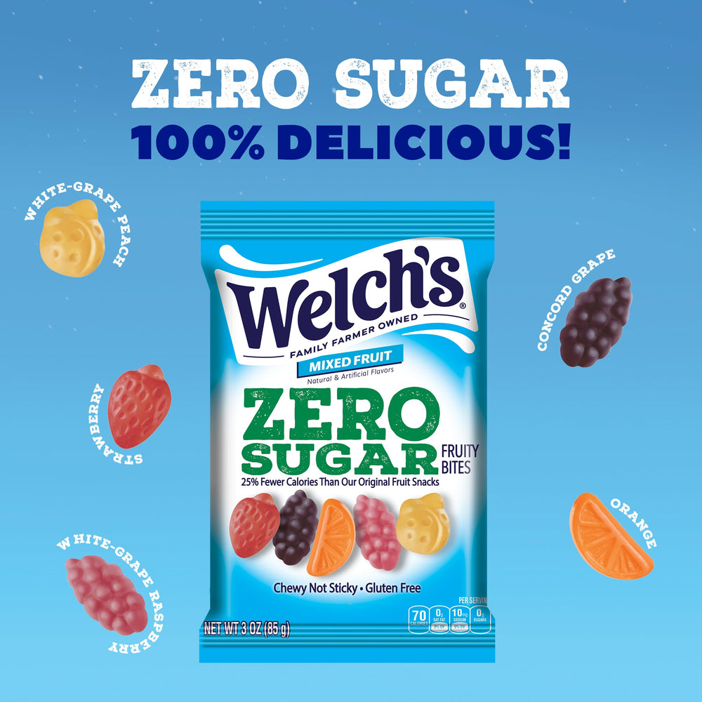 Welch's Zero Sugar Fruity Bites on-the-go box supports mindful snacking during busy days.
