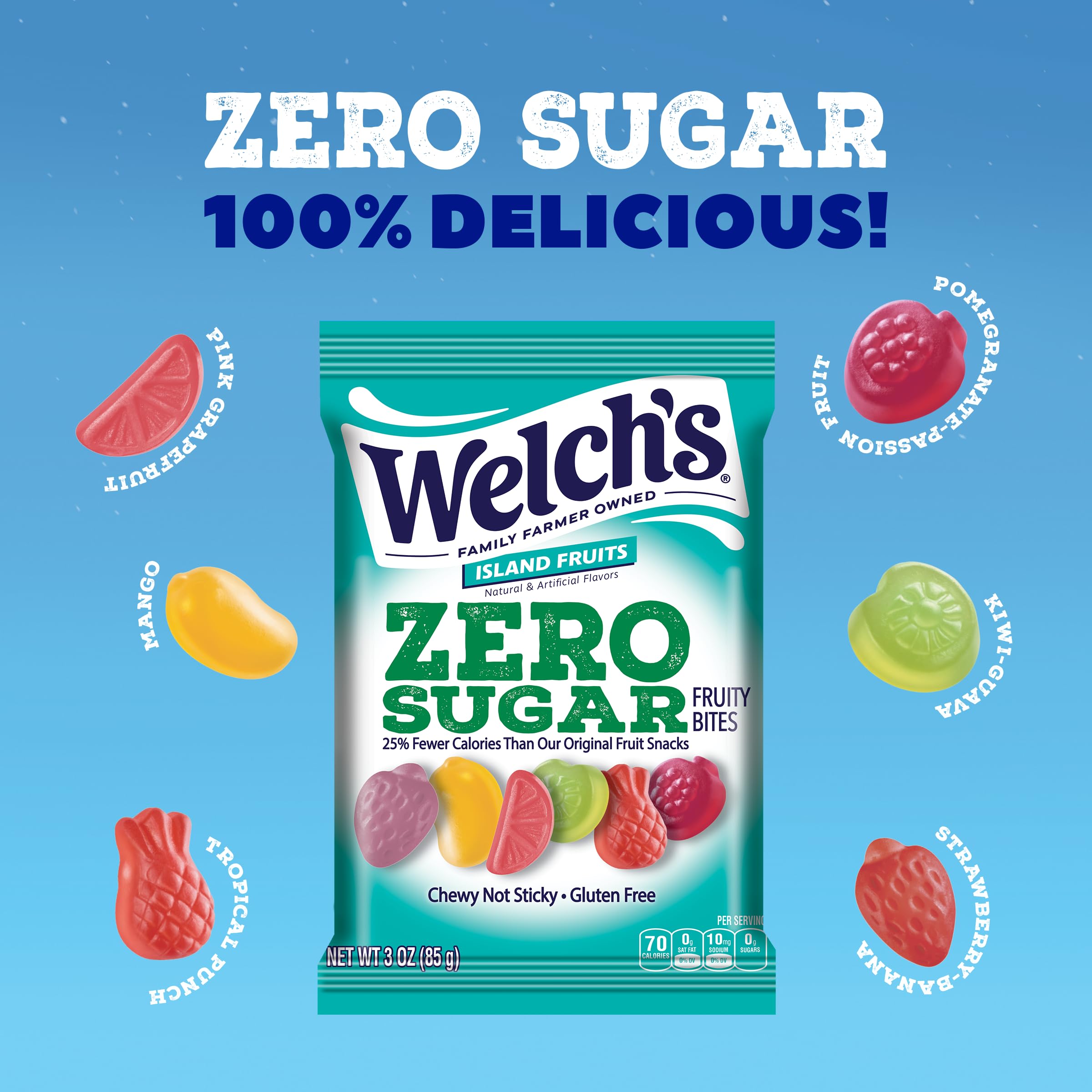 Welch's Zero Sugar Bites ideal for travel and office snacking.