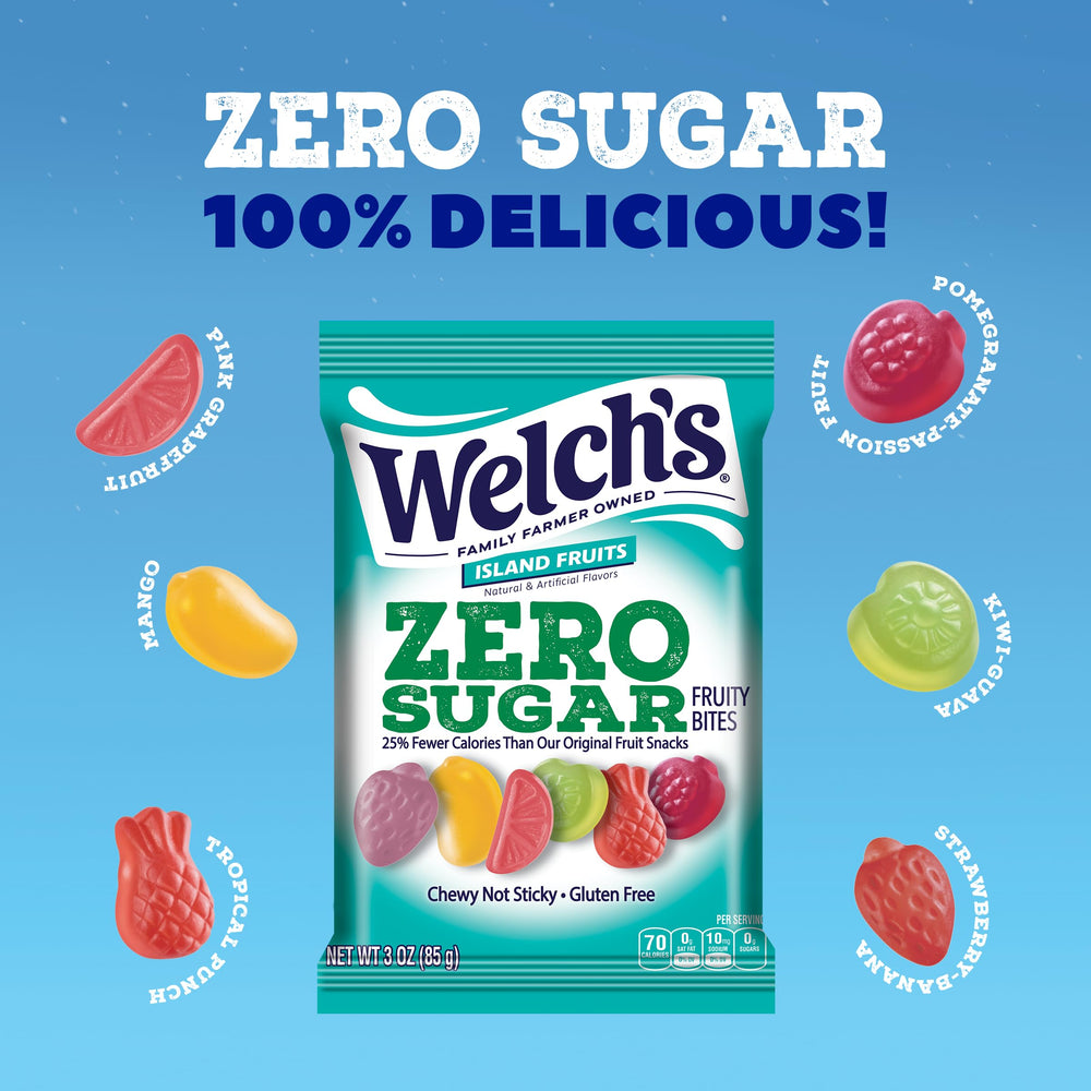 Welch's Zero Sugar Bites ideal for travel and office snacking.