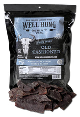 Well Hung Old Fashioned Beef Jerky bag for convenient snacking on the go.
