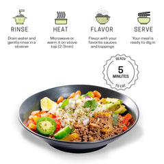 Well Lean Konjac Shirataki Rice ready-to-eat bowl demonstrates quick substitution