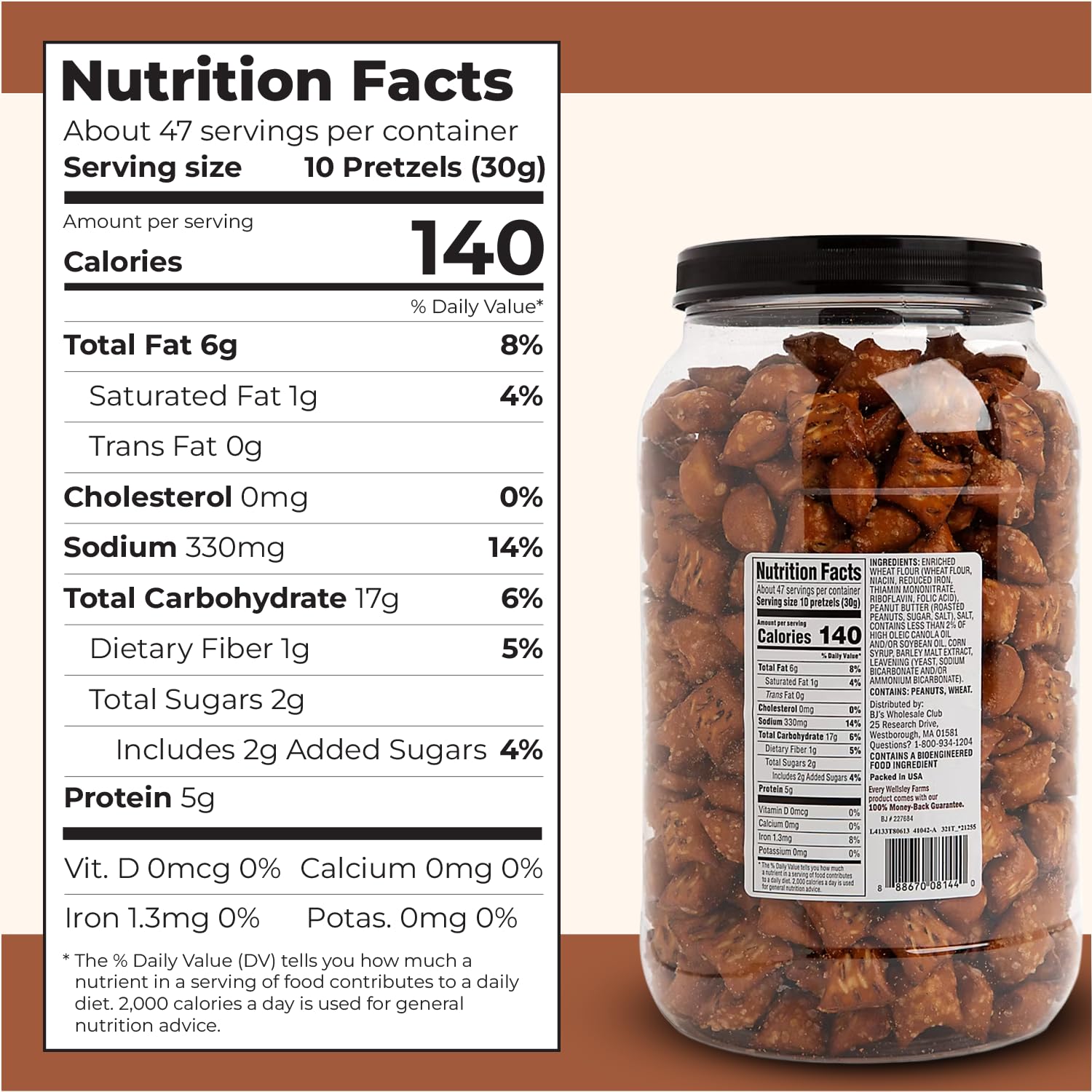 Wellsley Farms 50oz jar with resealable lid preserving freshness for on-the-go snacking