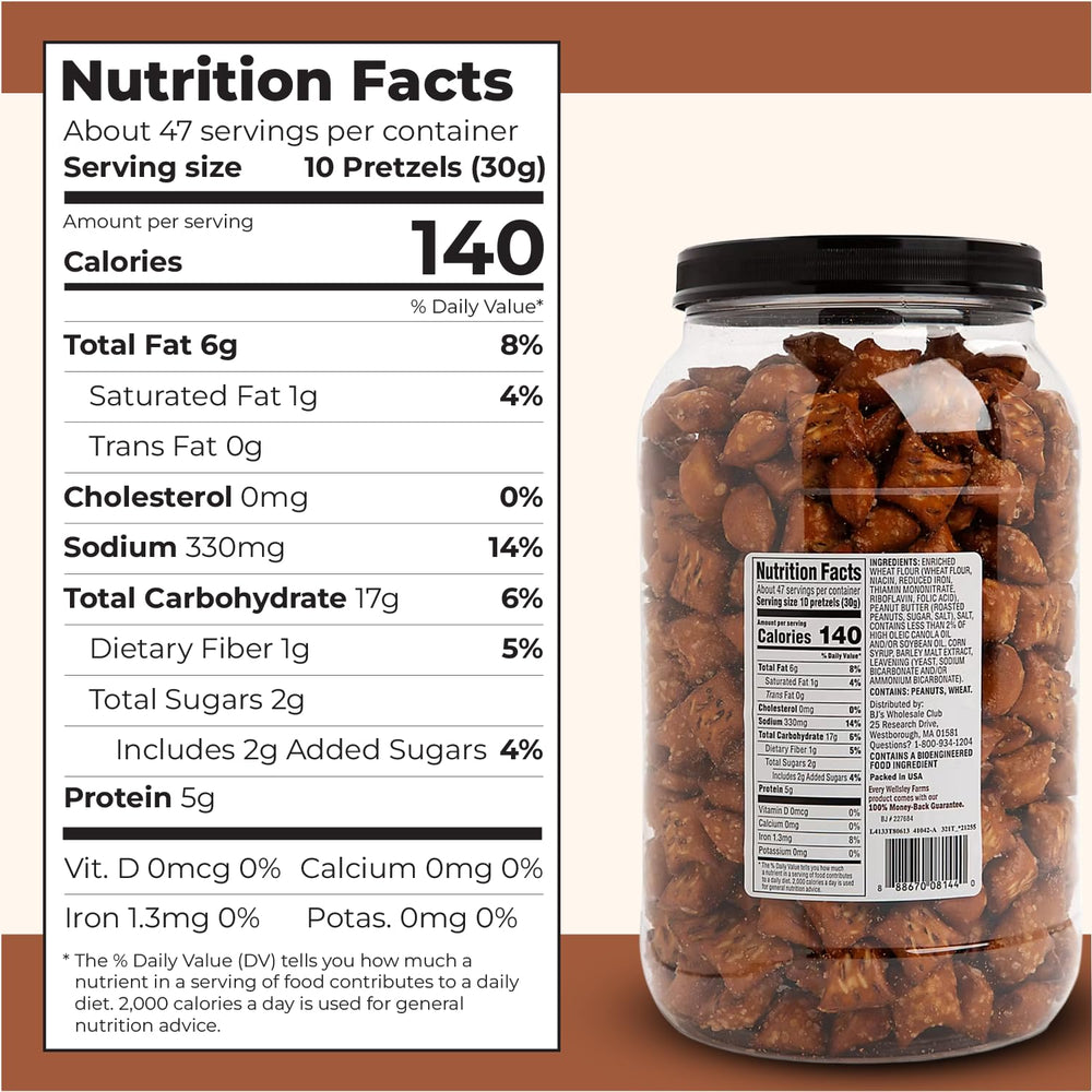 Wellsley Farms 50oz jar with resealable lid preserving freshness for on-the-go snacking