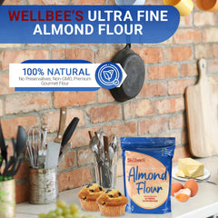Wellbee's Almond Flour measuring cup shows versatile portions for precise recipes.