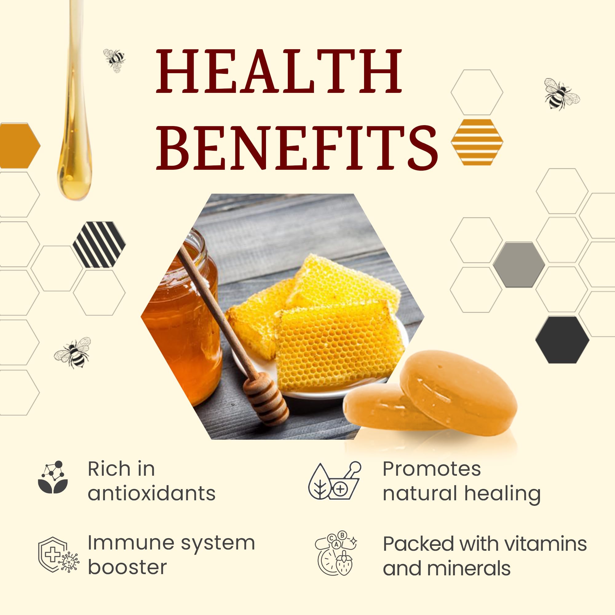 Wellbee's Honey Candy on a spoon with tea evokes quick tasting and simple indulgence.