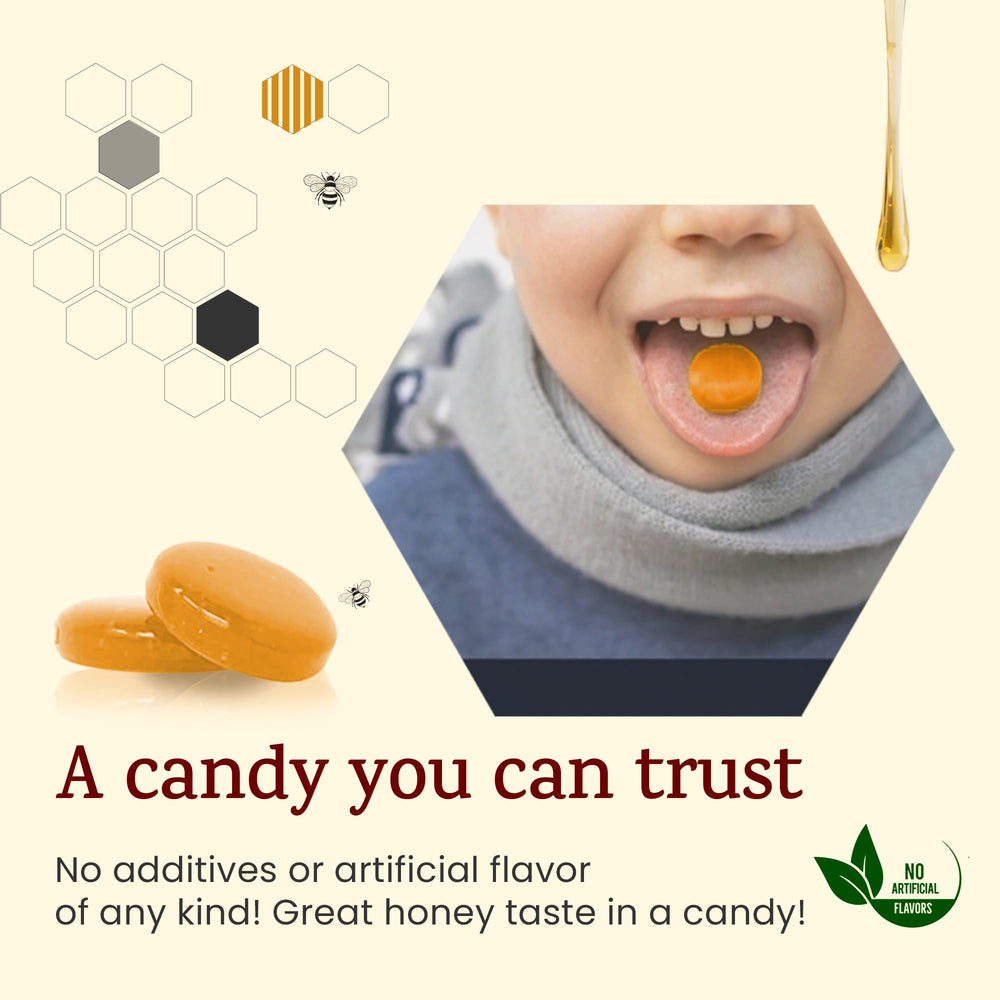 Wellbee's Pure Honey Candy individually wrapped for on-the-go snacking and easy sharing.