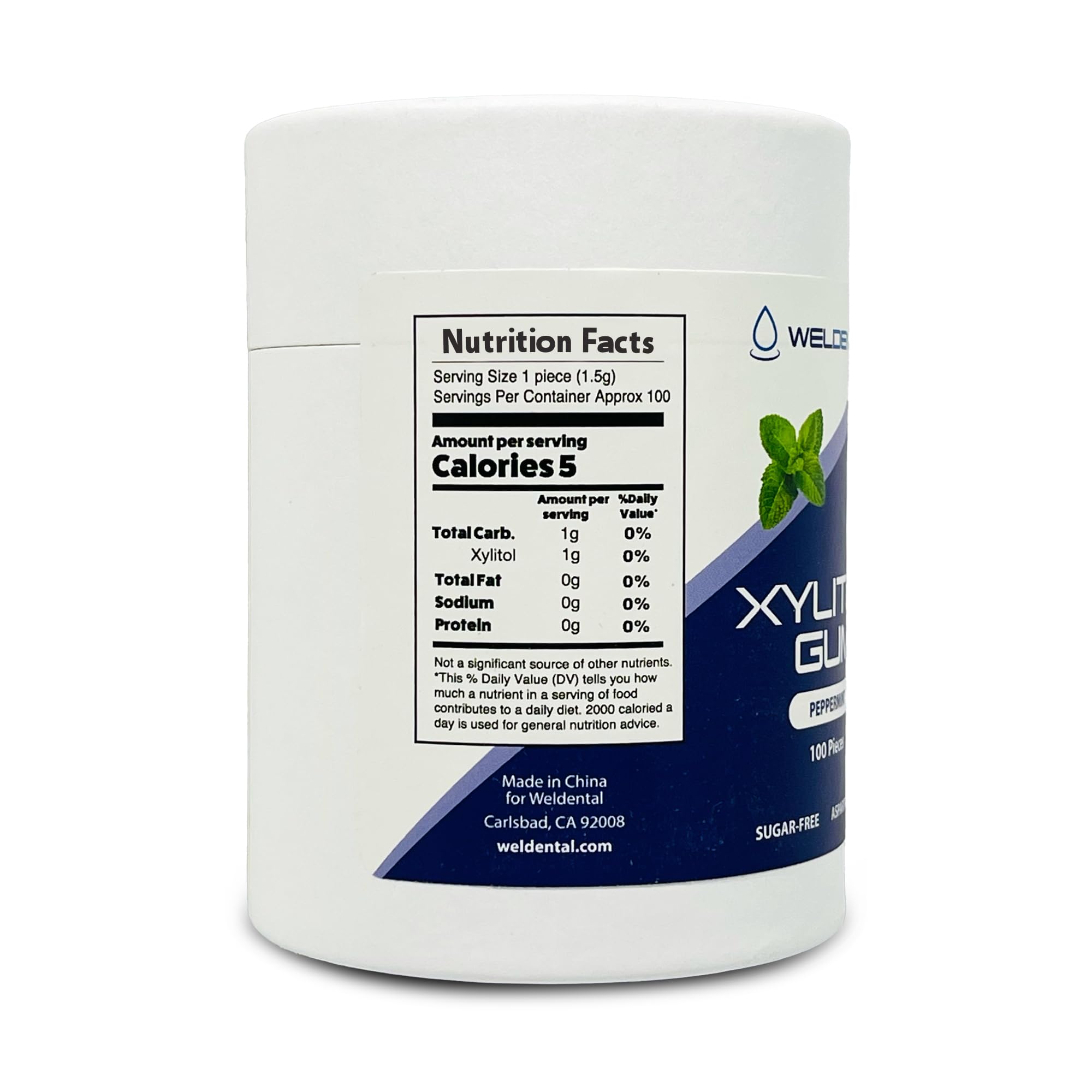 Welldental Xylitol Gum peppermint coating delivering fresh aroma and even flavor distribution.