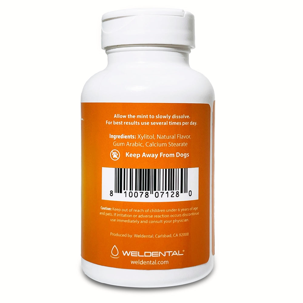 Welldental Xylitol Mints Tropical Fruit closeup for quick breath freshening