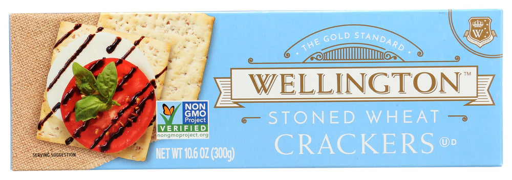 Wellington Cracker Stoned Wheat packshot; crisp and versatile snacks.