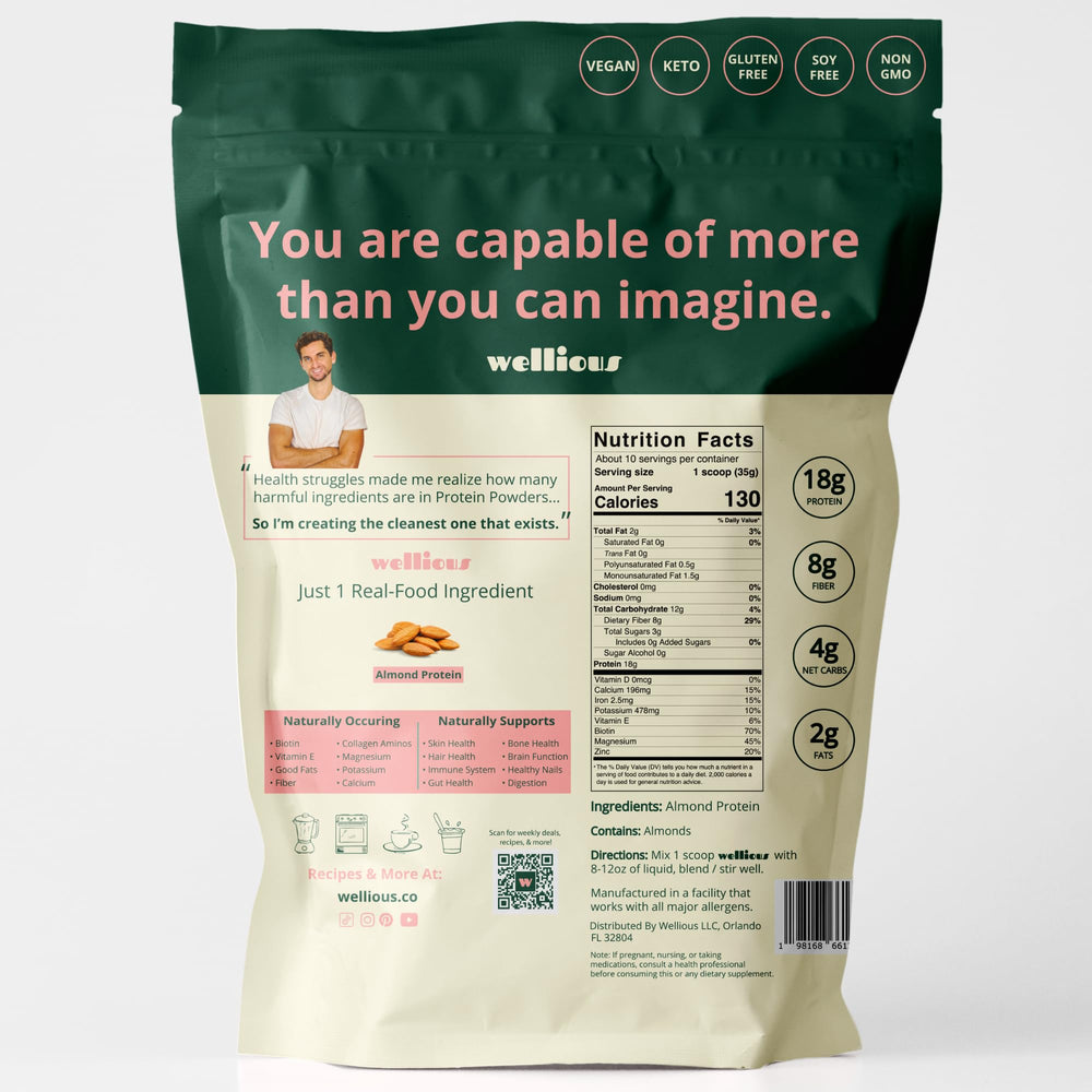 Wellious almond protein powder with yogurt for a protein snack