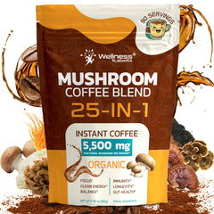 WELLNESS LABSRX Organic Mushroom Coffee Instant in a jar with smooth energy boost