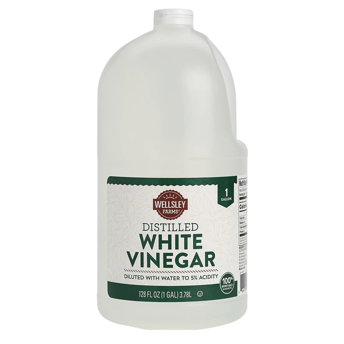 Wellsley Farms Distilled White Vinegar bottle on counter for easy kitchen prep.