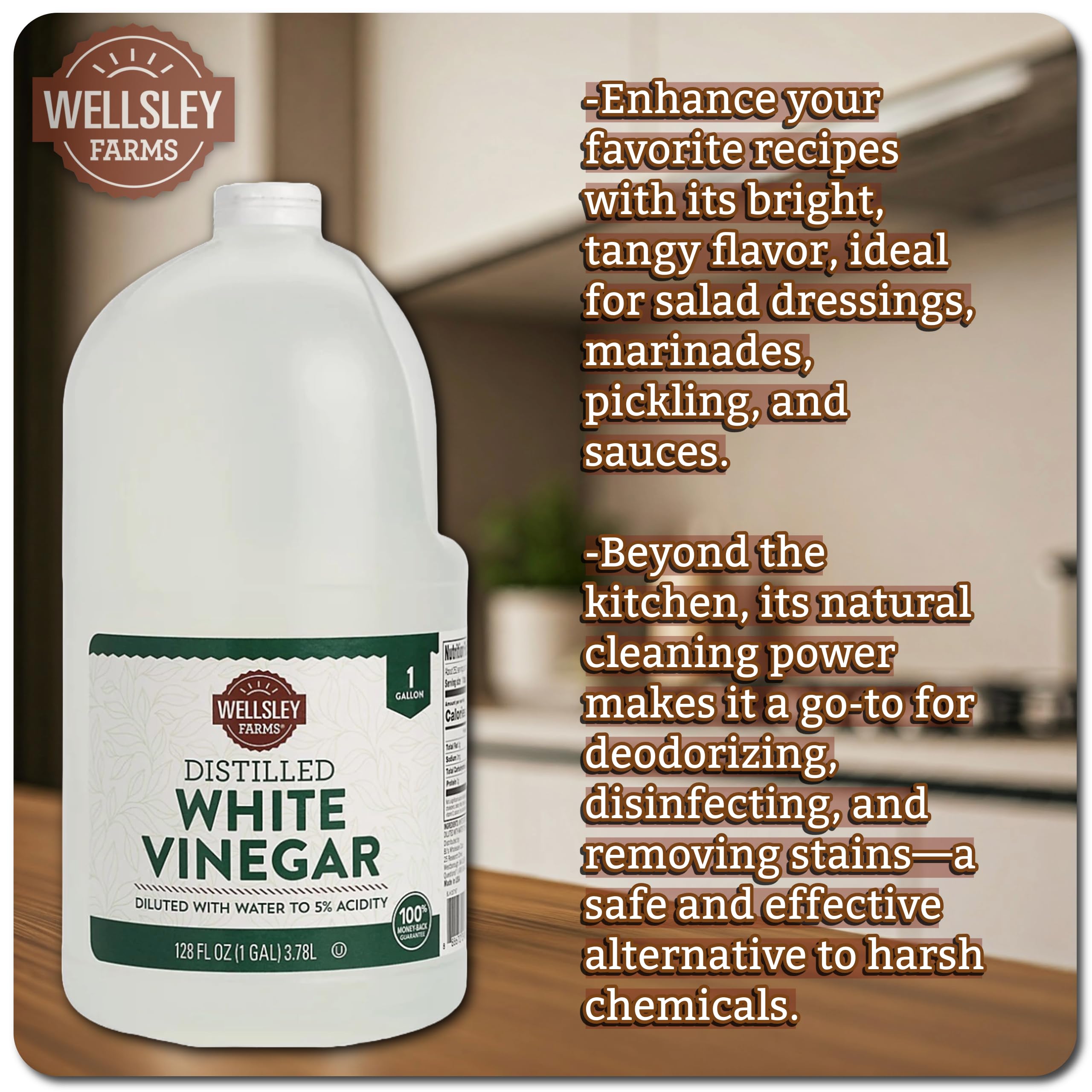 Wellsley Farms storage bottle on pantry shelf for long-lasting use.