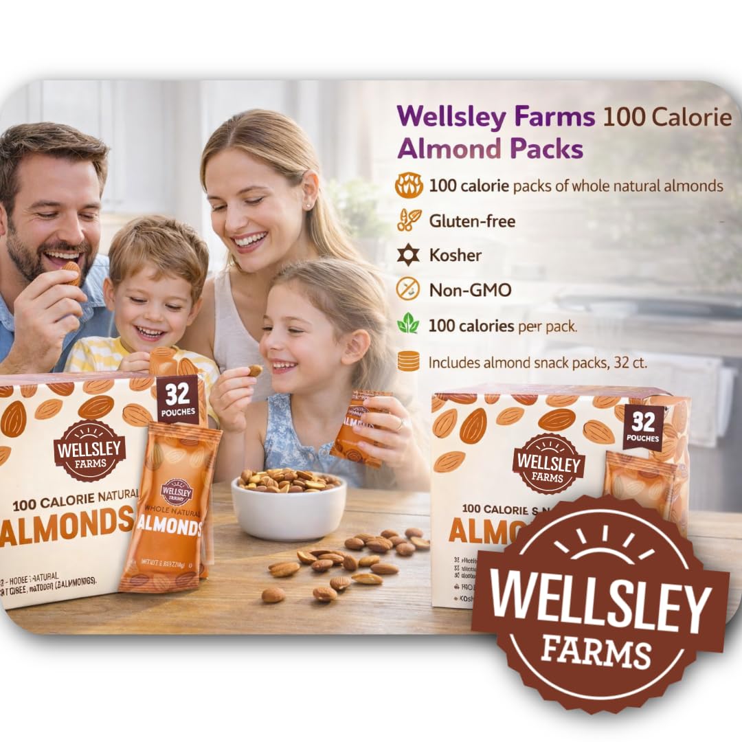 Wellsley Farms gluten-free almond snack, suitable for allergy-aware diets.