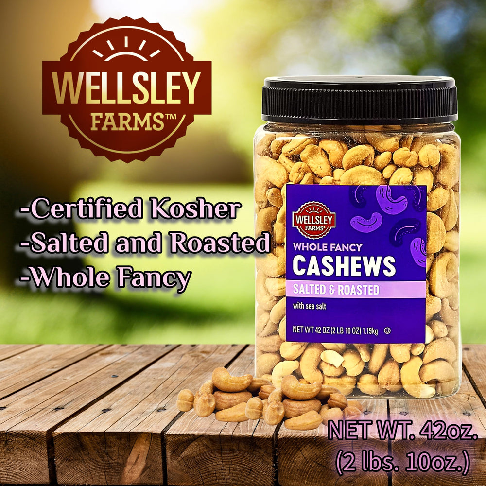 Wellsley Farms open tub reveals cashews ready for a quick treat.