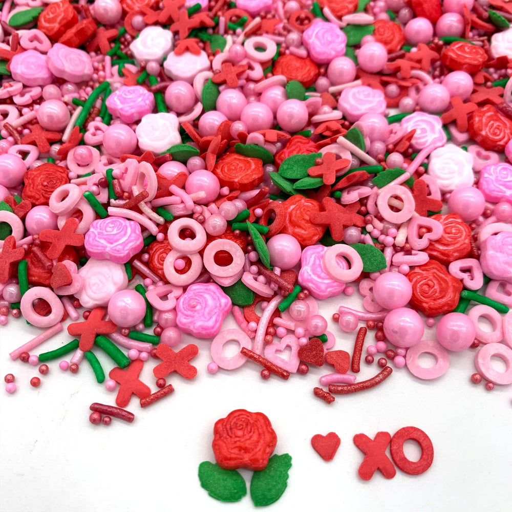 Weraru Rose Hearts Sprinkles toppers for cookies and desserts