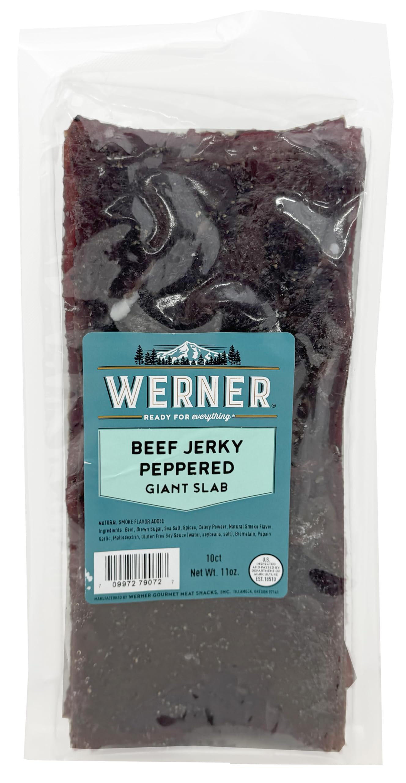 Werner Beef Jerky Slab giant slab pack offers convenient bulk protein for on-the-go snacking.