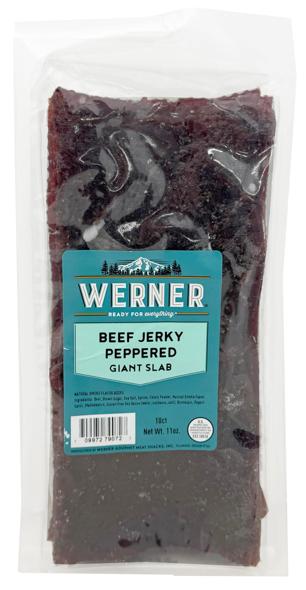 Werner Beef Jerky Slab giant slab pack offers convenient bulk protein for on-the-go snacking.