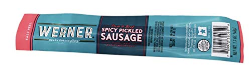 Pork and beef Werner sausages in a spicy blend, perfect for camping or road trips