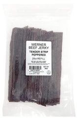Werner Tender Strips Peppered Beef Jerky 25-pack, portable protein for workouts.