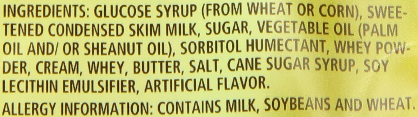 Close-up of caramel apple shell and creamy center of Werther's Original candies.