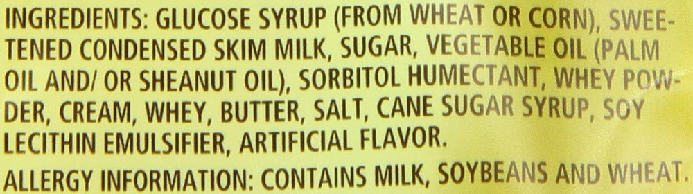 Close-up of caramel apple shell and creamy center of Werther's Original candies.
