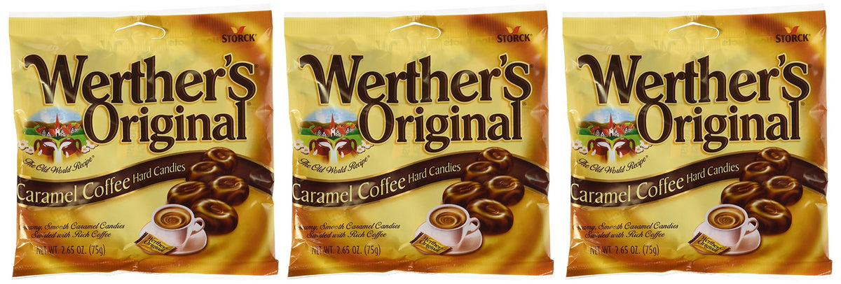 Werther's Original caramel coffee hard candies pack, perfect for on-the-go indulgence.