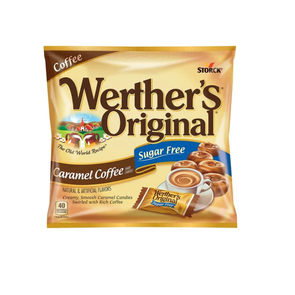 Small bags with caramel-coffee swirl offer on-the-go enjoyment.