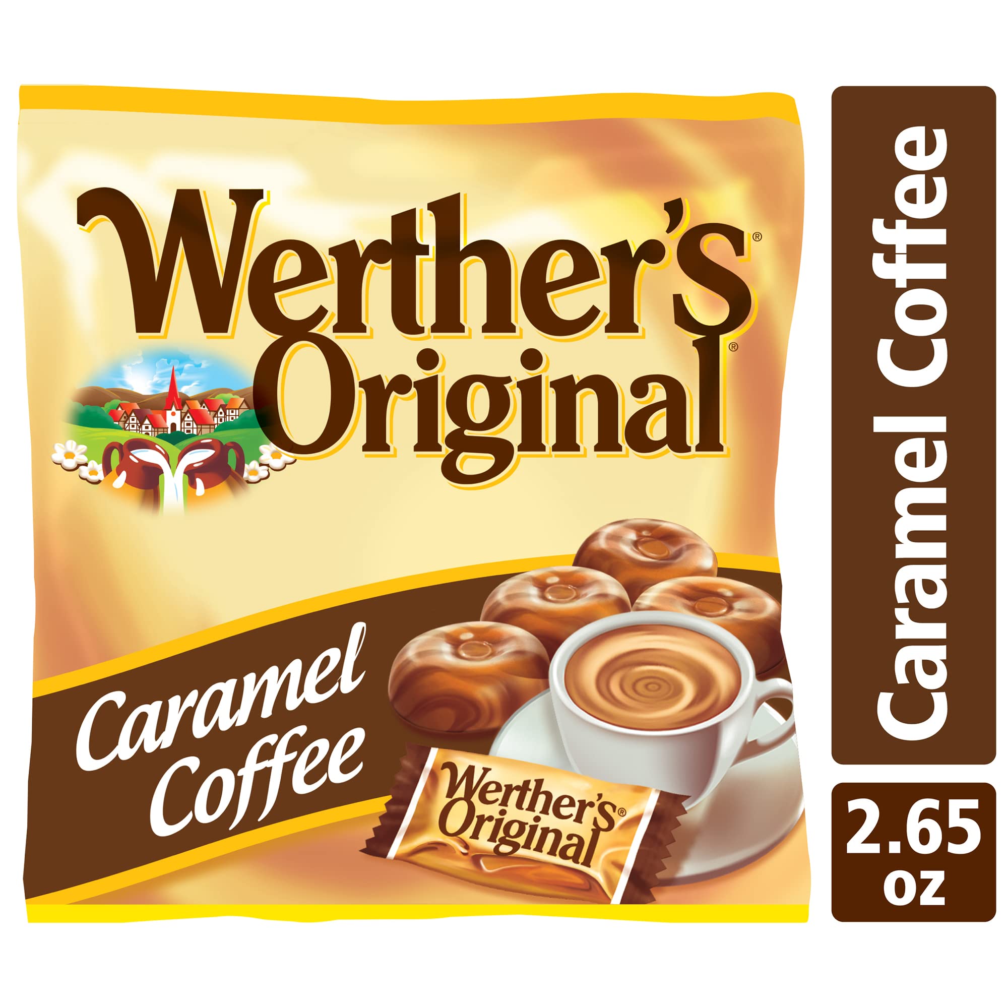 Serving tray with Werther's Original caramel coffee pieces for Halloween party.