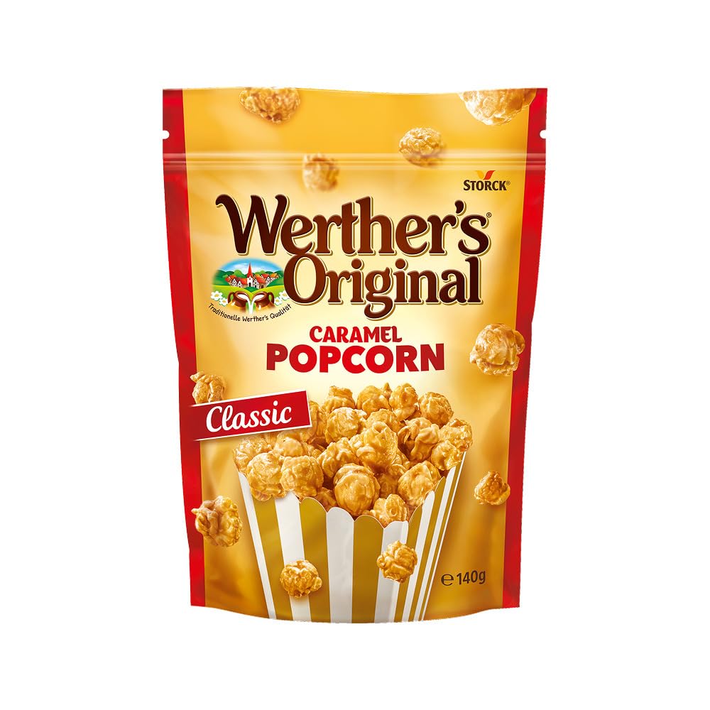 Werther's Original caramel popcorn classic 140g pack-2 box shows a shareable snack experience.
