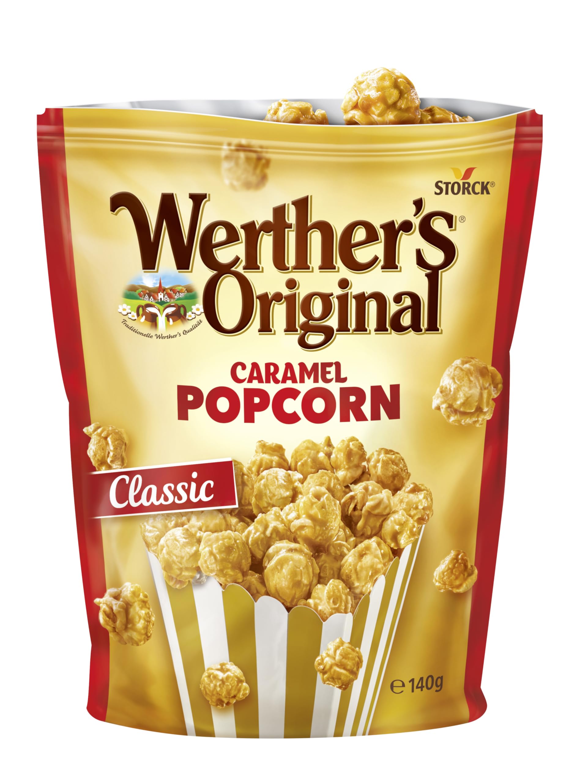 Werther's Original caramel popcorn classic 140g pack-2 serving bowl invites sharing moments.