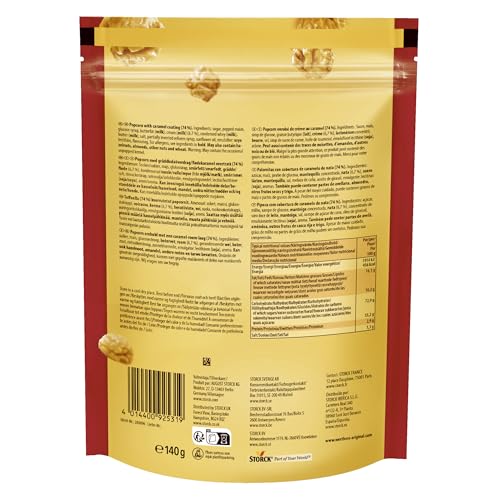 Werther's Original caramel popcorn closeup reveals rich caramel and crisp popcorn texture.
