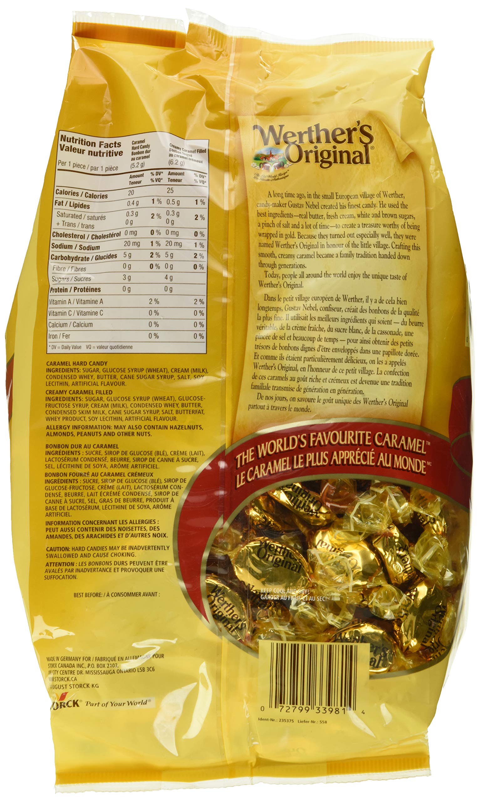 Werther's Original creamy caramel filled candies close-up, ideal for a premium treat