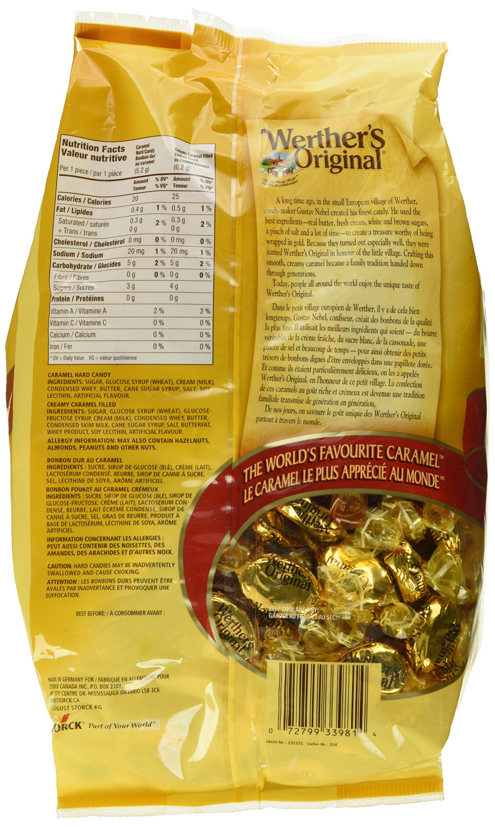 Werther's Original creamy caramel filled candies close-up, ideal for a premium treat
