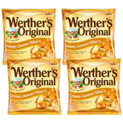 Werther's Original creamy caramel filled hard candies in a pack, individually wrapped for freshness.