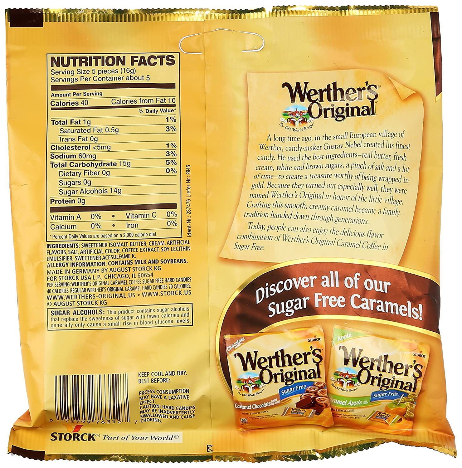 Close-up of Werther's Original candy shows smooth caramel texture and rich aroma.