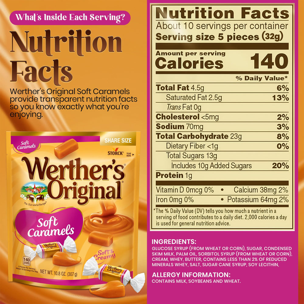 Individually wrapped Werther's candies ideal for desk snacking and gifting