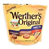 Werther's Original Sugar Free Assorted candies in resealable pack for on-the-go snacking.