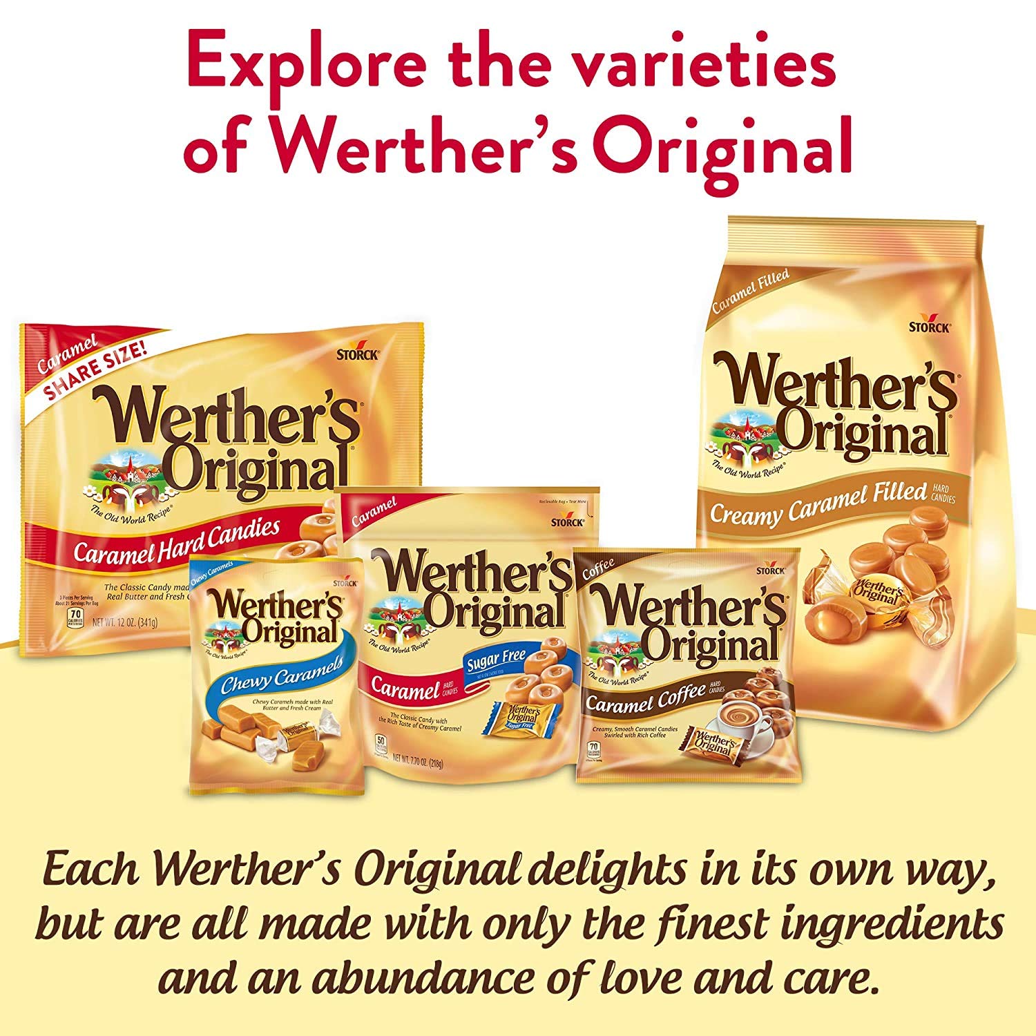 Werther's Original packaging for sugar-free caramel coffee candies.