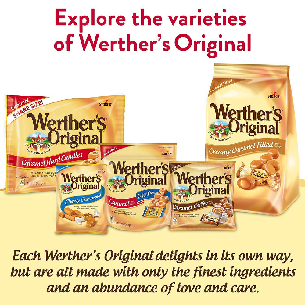 Werther's Original packaging for sugar-free caramel coffee candies.