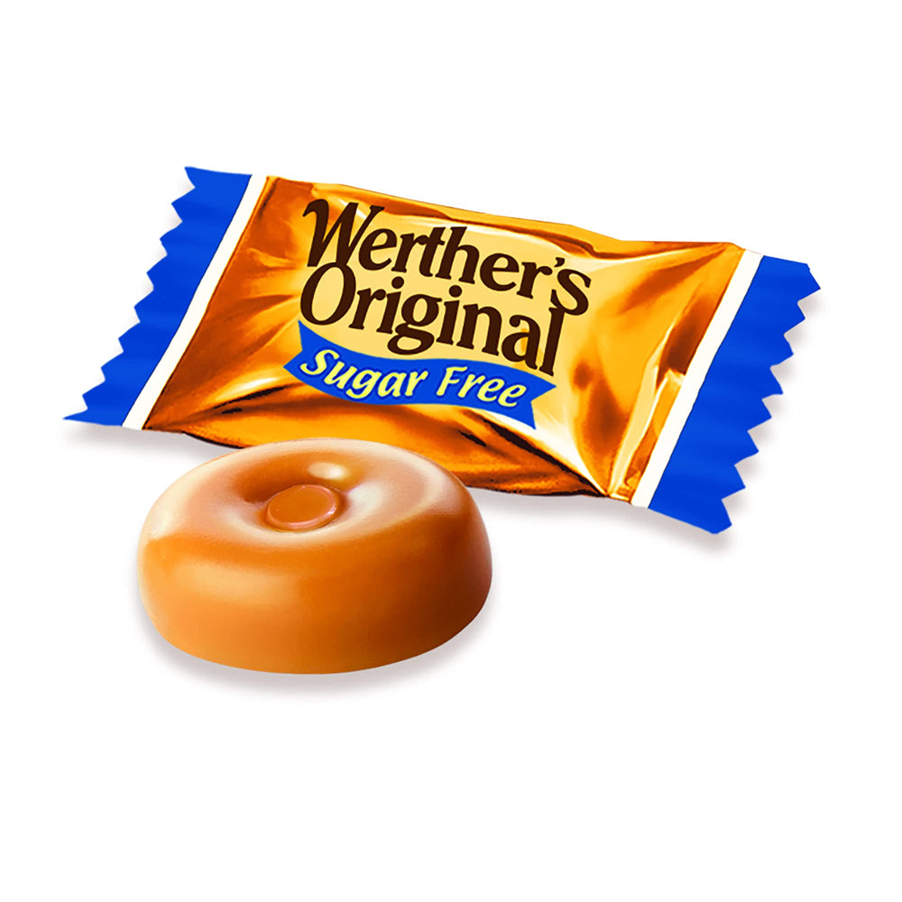 Party snack plate with Werther's Original sugar-free caramel candies on offer.