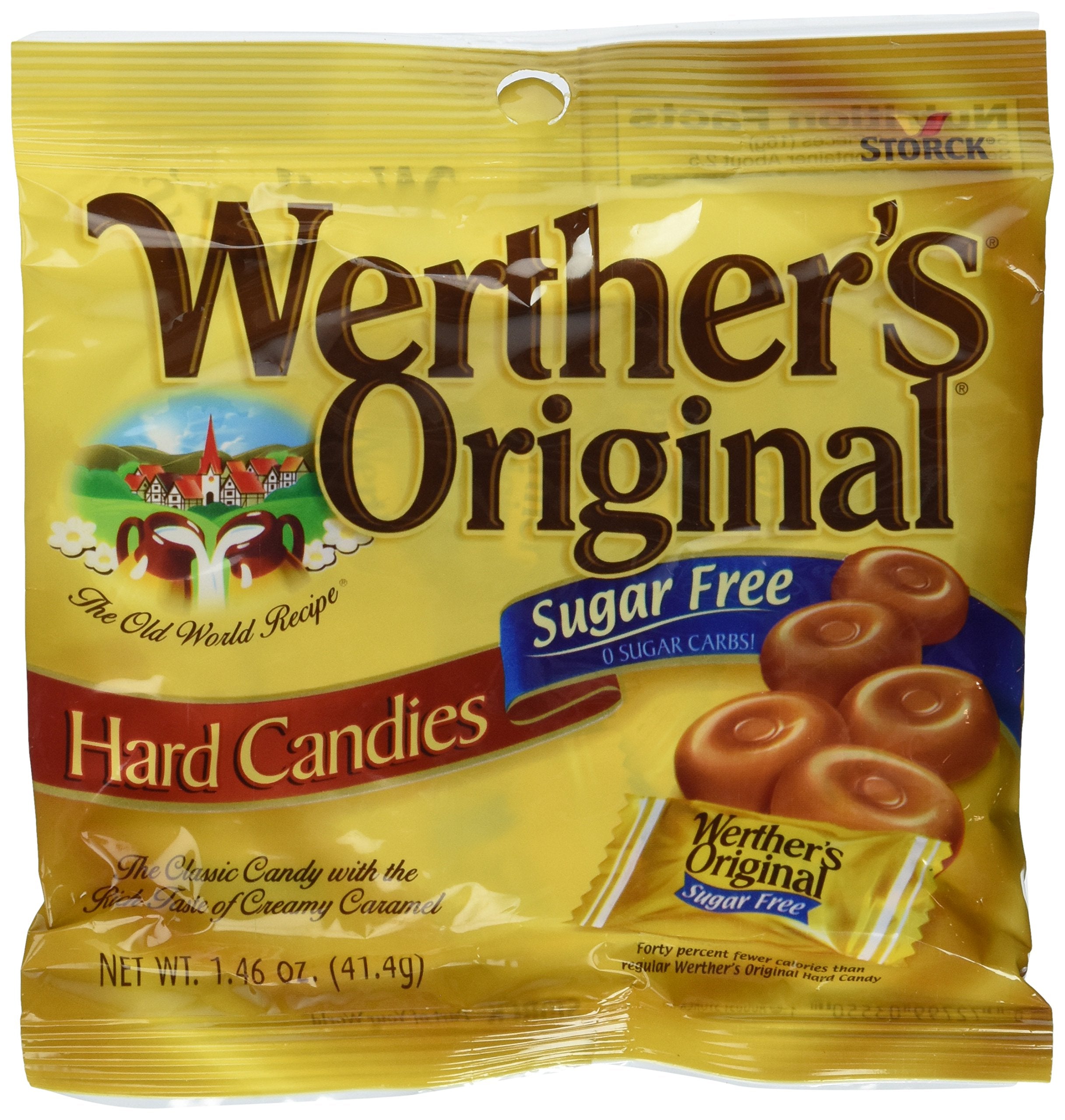 Werther's Original sugar-free hard candies 3-pack front view for on-the-go enjoyment
