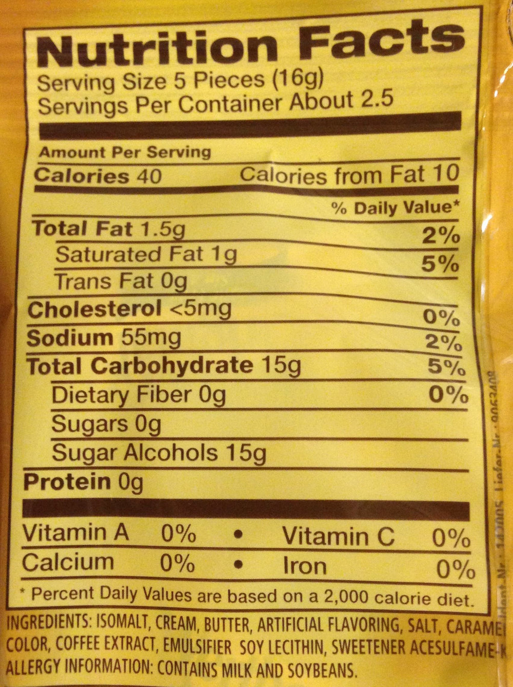 Close-up of Werther's Original sugar-free hard candies highlighting smooth caramel flavor.